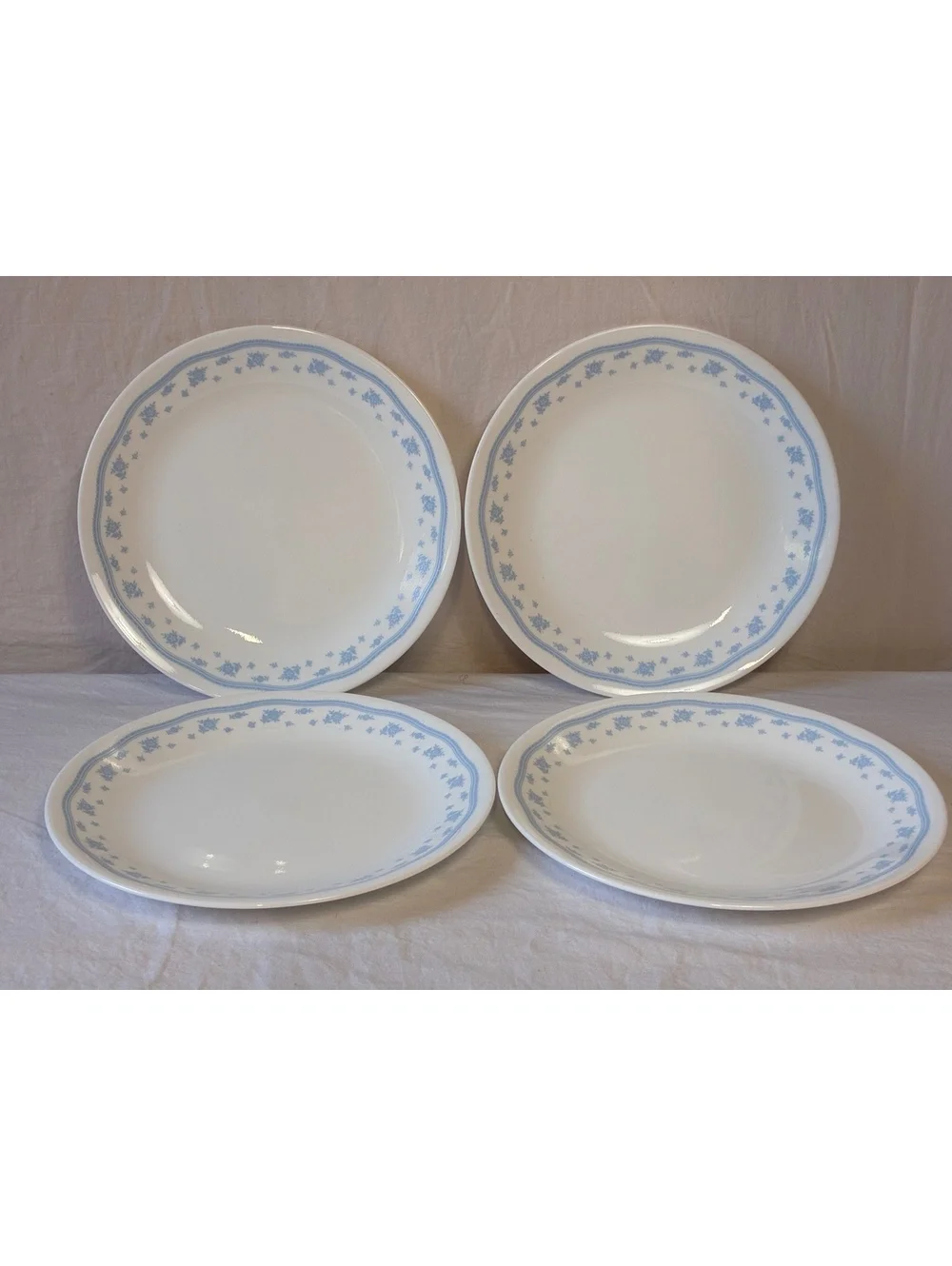 Corelle Blue Floral Pattern Dinner Plates Set of 4, Made in USA